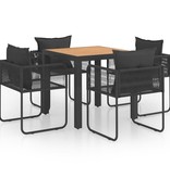 VidaXL 5-delige Tuinset PVC-rattan zwart en bruin