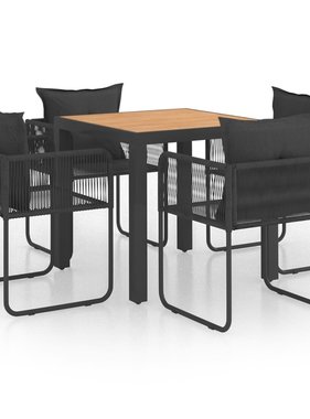 VidaXL 5-delige Tuinset PVC-rattan zwart en bruin