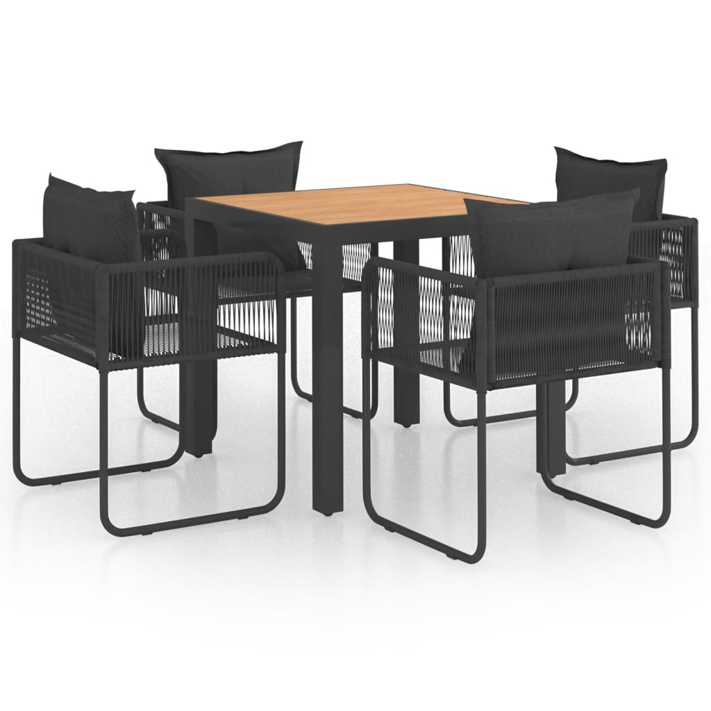 VidaXL 5-delige Tuinset PVC-rattan zwart en bruin