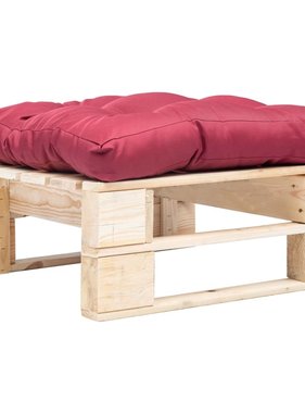 VidaXL Tuinpoef met rood kussen pallet hout naturel