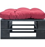 VidaXL Tuinpoef met rood kussen pallet hout zwart