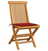 VidaXL Tuinstoelen met rode kussens 6 st massief teakhout