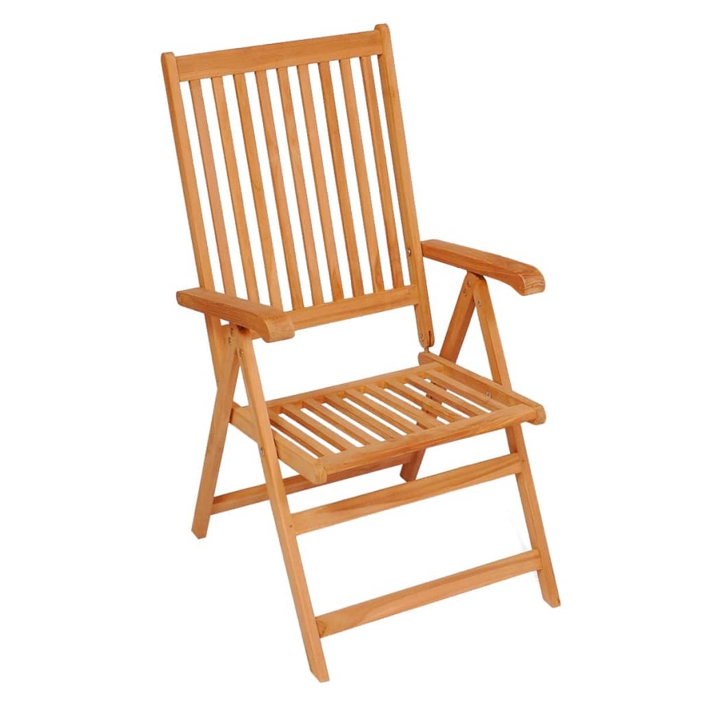 VidaXL Tuinstoelen 4 st met grijs geruite kussens massief teakhout