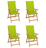 VidaXL Tuinstoelen 4 st met heldergroene kussens massief teakhout