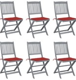 VidaXL Tuinstoelen inklapbaar 6 st met kussens massief acaciahout