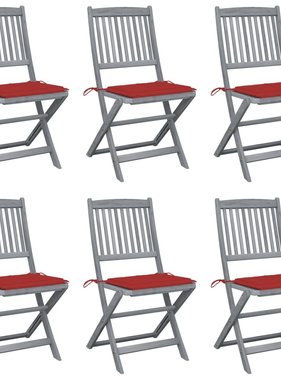 VidaXL Tuinstoelen inklapbaar 6 st met kussens massief acaciahout