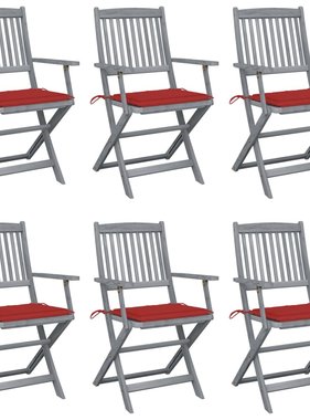 VidaXL Tuinstoelen inklapbaar 6 st met kussens massief acaciahout