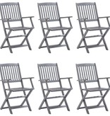 VidaXL Tuinstoelen inklapbaar 6 st met kussens massief acaciahout