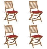 VidaXL Tuinstoelen inklapbaar 4 st met kussens massief acaciahout