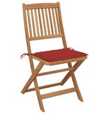 VidaXL Tuinstoelen inklapbaar 4 st met kussens massief acaciahout
