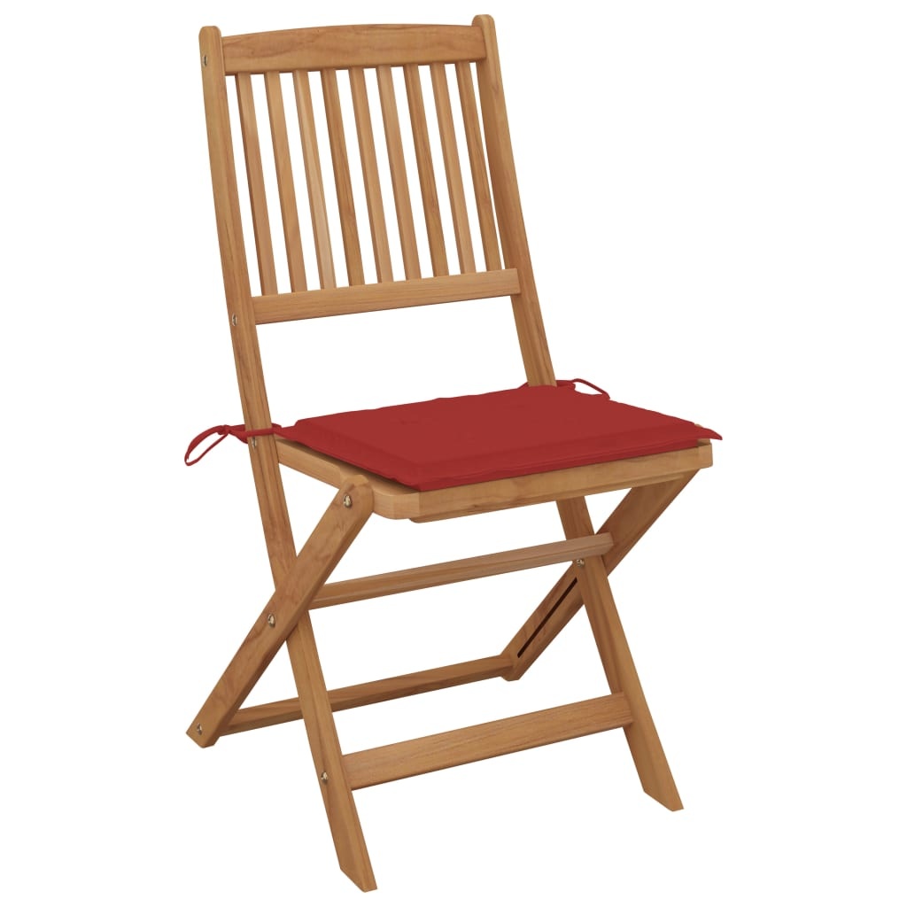 VidaXL Tuinstoelen inklapbaar 4 st met kussens massief acaciahout