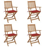 VidaXL Tuinstoelen inklapbaar 4 st met kussens massief acaciahout