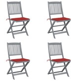 VidaXL Tuinstoelen inklapbaar 4 st met kussens massief acaciahout