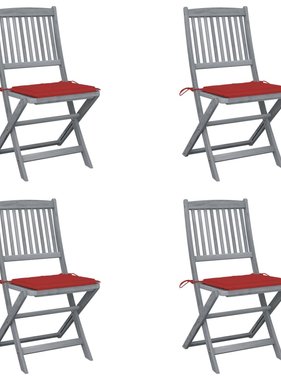 VidaXL Tuinstoelen inklapbaar 4 st met kussens massief acaciahout
