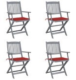 VidaXL Tuinstoelen inklapbaar 4 st met kussens massief acaciahout