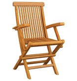 VidaXL Tuinstoelen met zwarte kussens 6 st massief teakhout