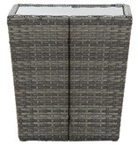 vidaXL Theetafel 41,5x41,5x43 cm poly rattan en gehard glas grijs