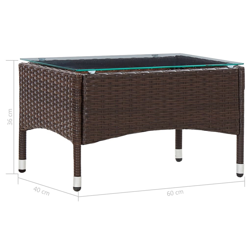 vidaXL Salontafel 60x40x36 cm poly rattan bruin