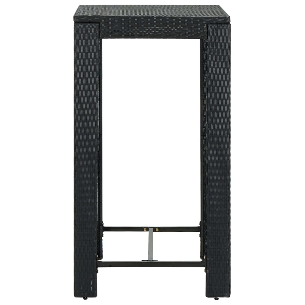 vidaXL Tuinbartafel 60,5x60,5x110,5 cm poly rattan zwart