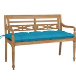 VidaXL Bank Batavia met blauw kussen 120 cm massief teakhout