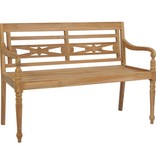 VidaXL Bank Batavia met blauw kussen 120 cm massief teakhout