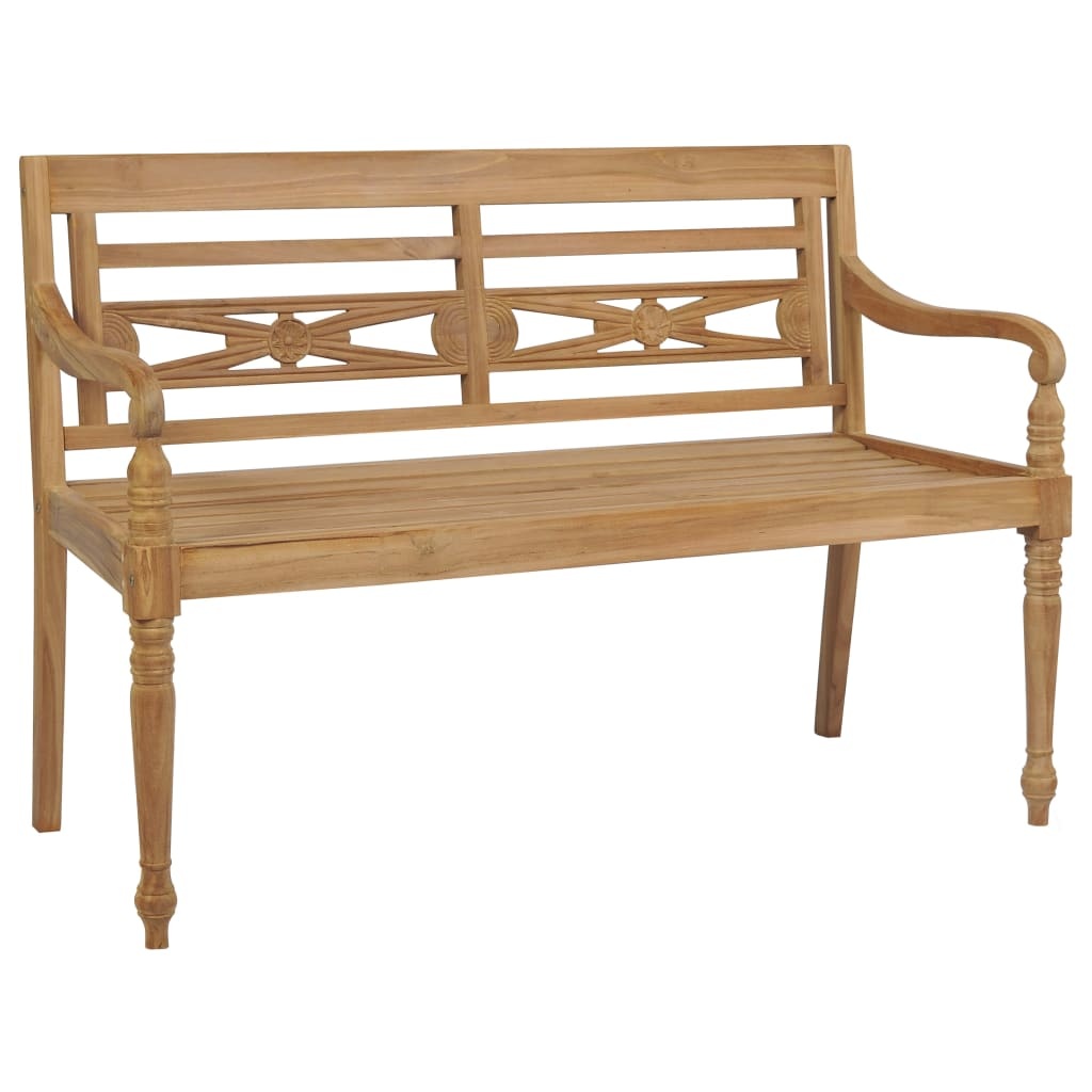VidaXL Bank Batavia met blauw kussen 120 cm massief teakhout