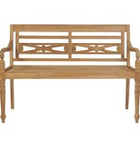VidaXL Bank Batavia met blauw kussen 120 cm massief teakhout
