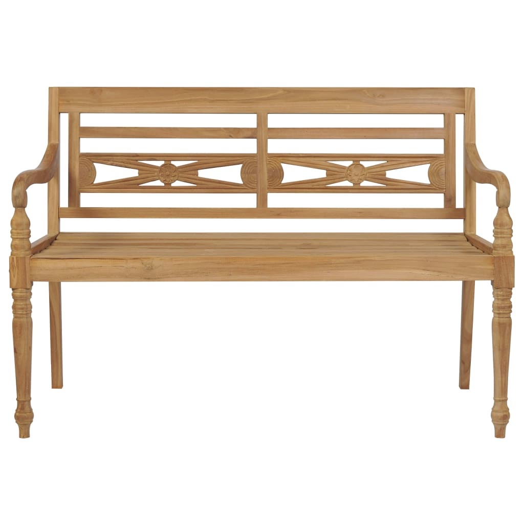 VidaXL Bank Batavia met blauw kussen 120 cm massief teakhout