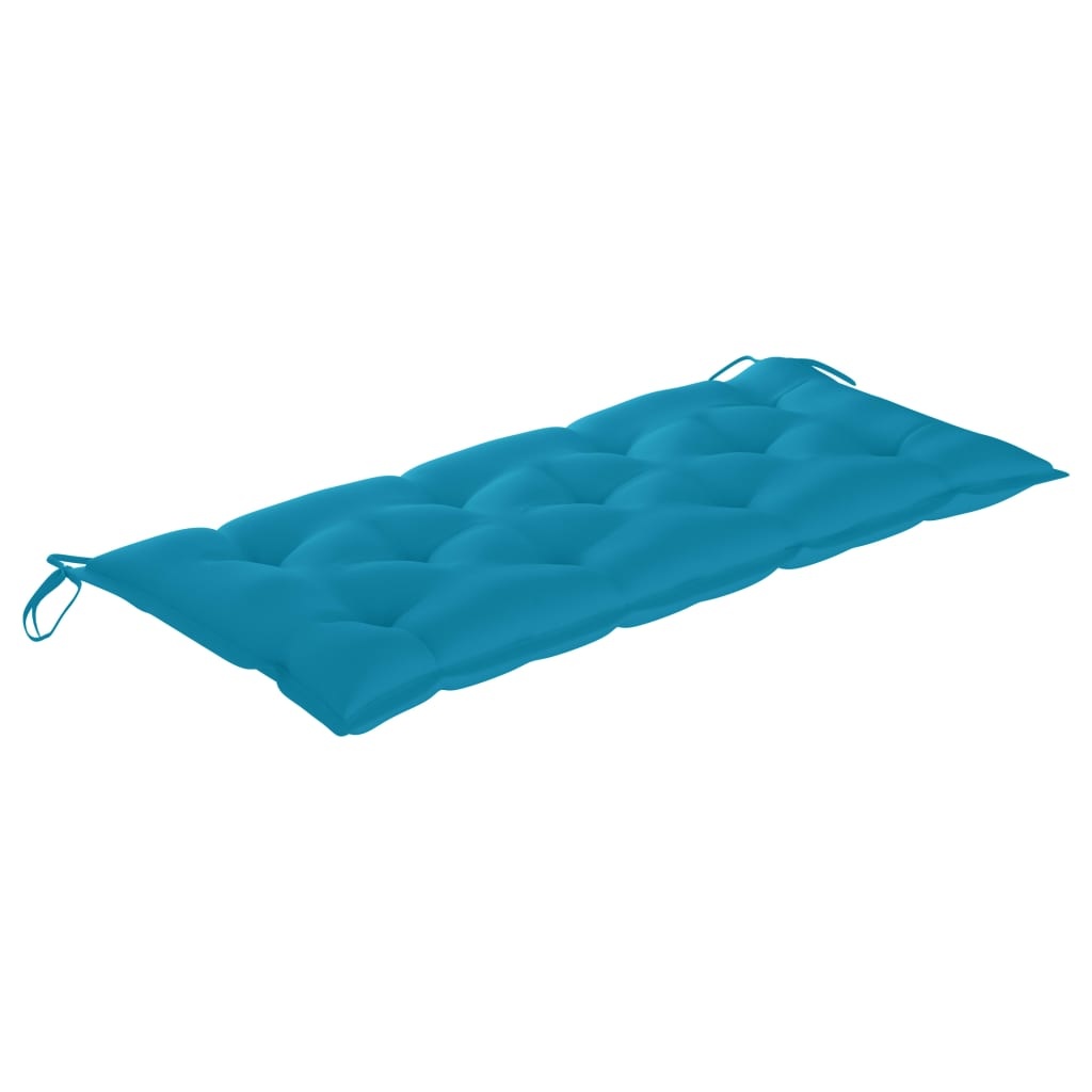 VidaXL Bank Batavia met blauw kussen 120 cm massief teakhout