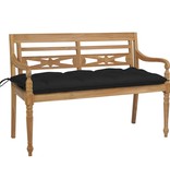 VidaXL Bank Batavia met zwart kussen 120 cm massief teakhout