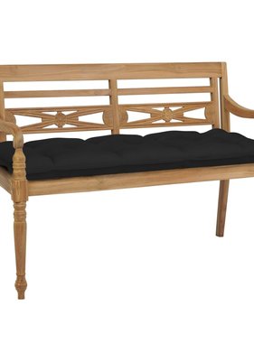 VidaXL Bank Batavia met zwart kussen 120 cm massief teakhout