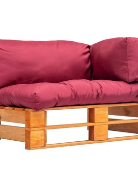 VidaXL Tuinbank met rode kussens pallet grenenhout