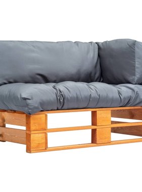 VidaXL Tuinbank met grijze kussens pallet grenenhout