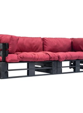 VidaXL 2-delige Bankenset pallet met rode kussens grenenhout