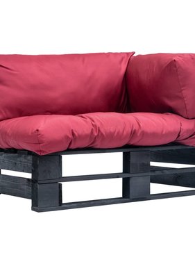 VidaXL Tuinbank met rode kussens pallet grenenhout