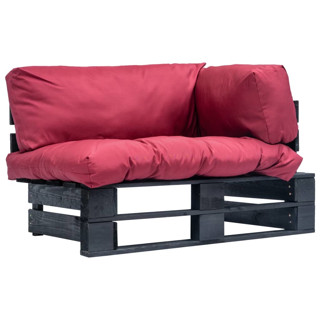 VidaXL Tuinbank met rode kussens pallet grenenhout