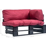 VidaXL Tuinbank met rode kussens pallet grenenhout