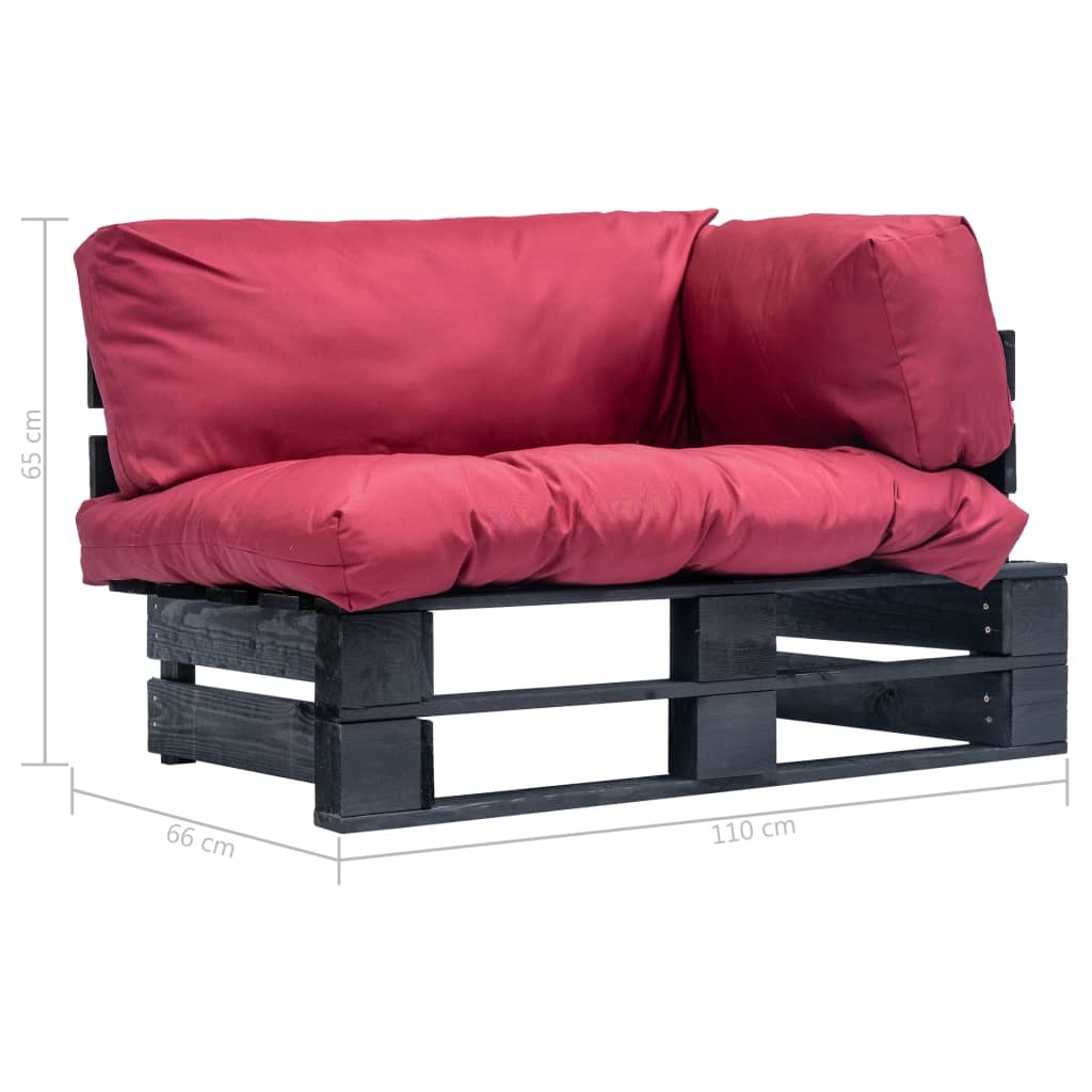 VidaXL Tuinbank met rode kussens pallet grenenhout