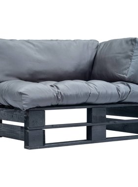 VidaXL Tuinbank met grijze kussens pallet grenenhout