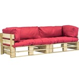 VidaXL 2-delige Loungeset pallet met rode kussens grenenhout
