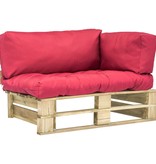 VidaXL Tuinbank met rode kussens pallet grenenhout
