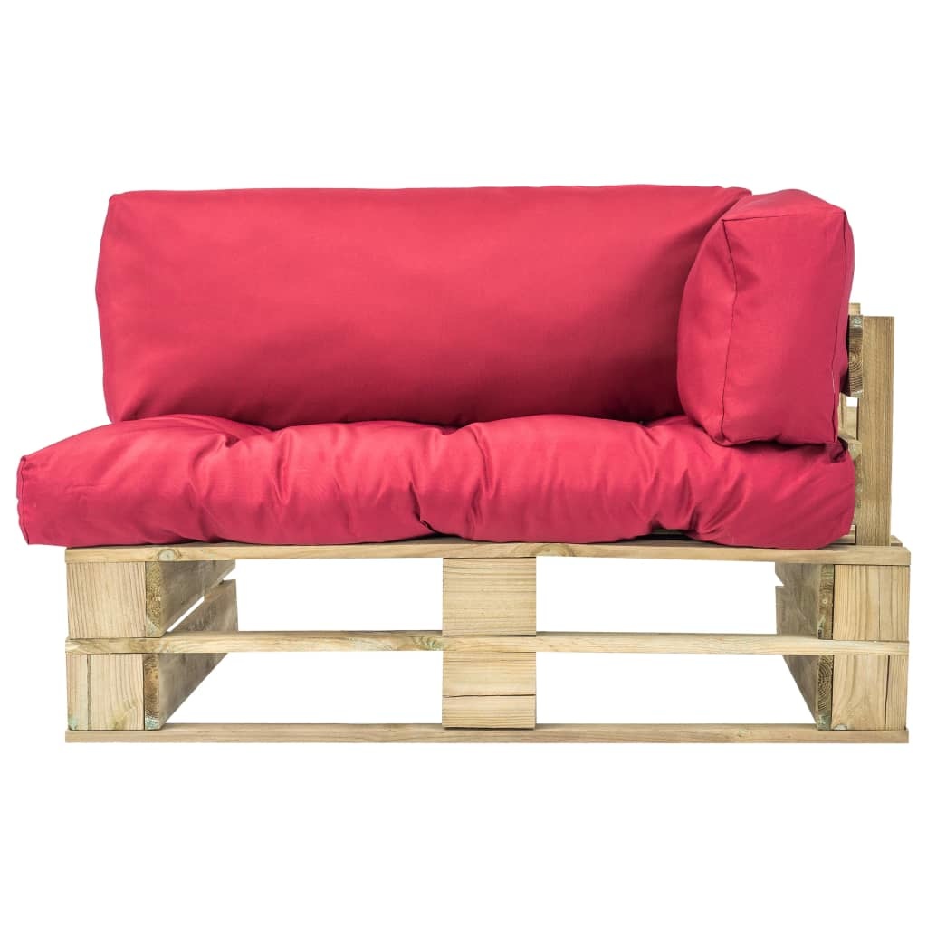 VidaXL Tuinbank met rode kussens pallet grenenhout