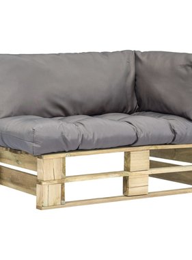 VidaXL Tuinbank met grijze kussens pallet grenenhout