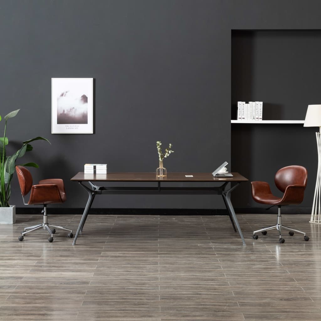 VidaXL Eetkamerstoelen draaibaar 2 st kunstleer bruin