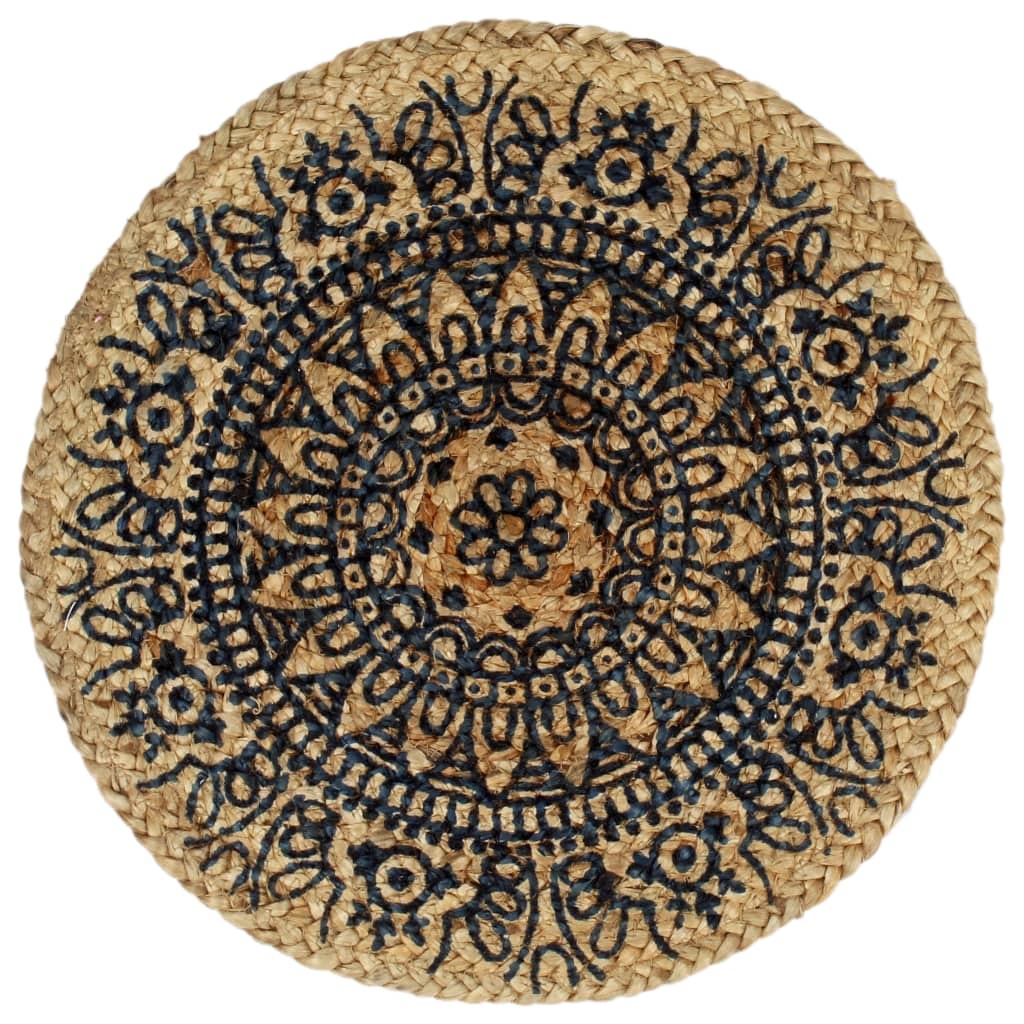 vidaXL Placemats 6 st rond 38 cm jute donkerblauw