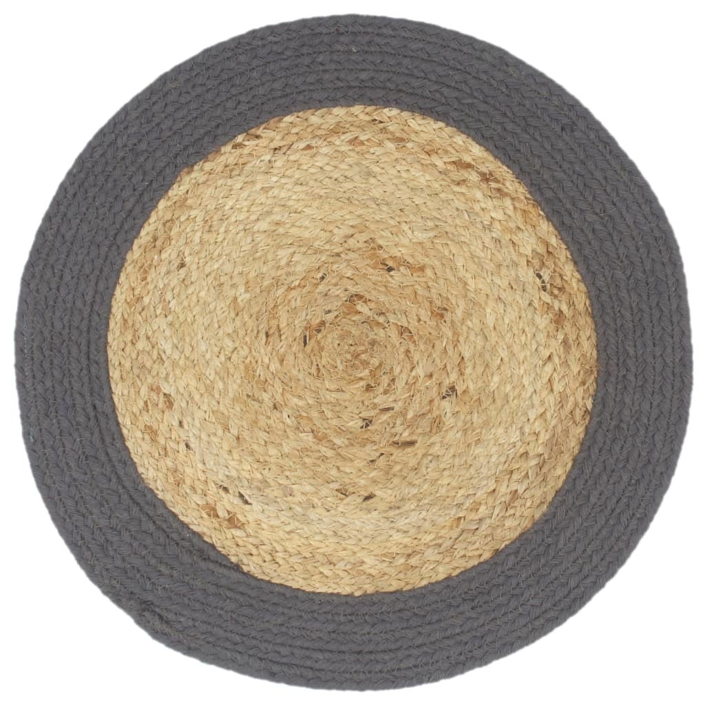 vidaXL Placemats 6 st 38 cm jute en katoen natuurlijk en antraciet