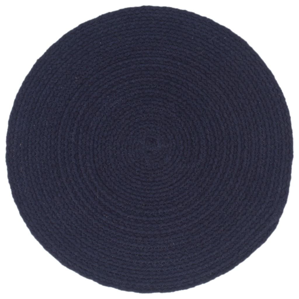 vidaXL Placemats 6 st rond 38 cm katoen effen marineblauw