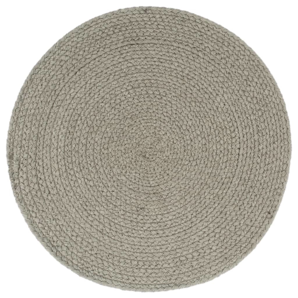 vidaXL Placemats 6 st rond 38 cm katoen effen grijs