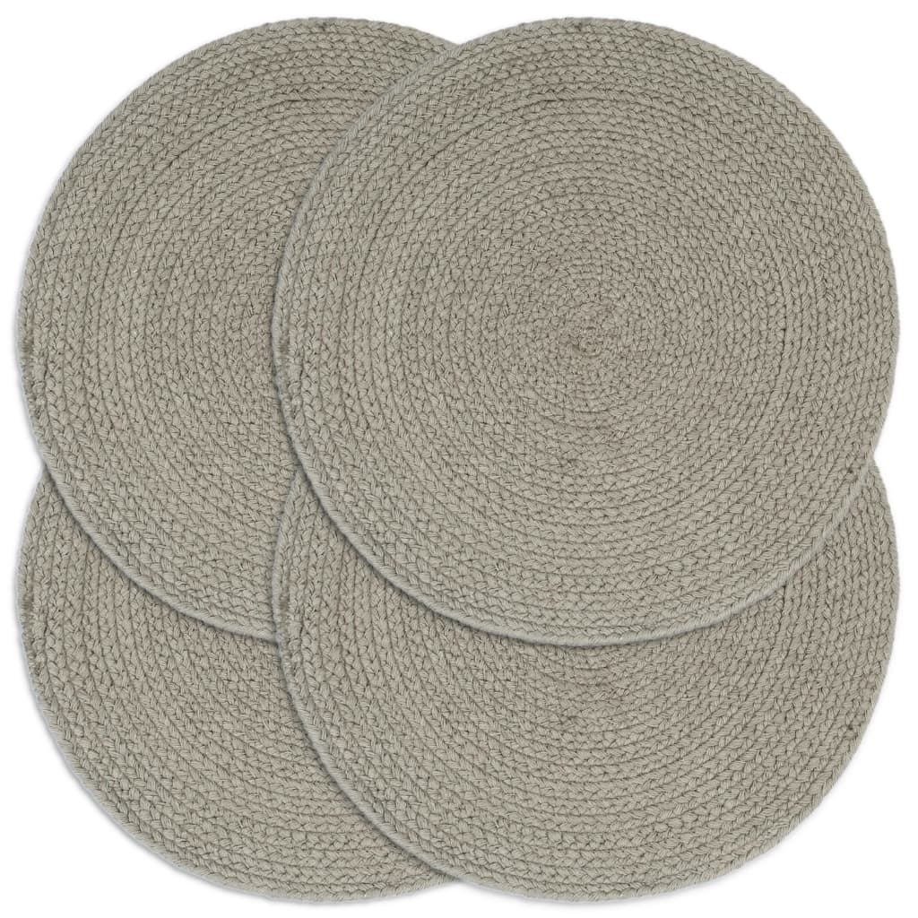 vidaXL Placemats 4 st rond 38 cm katoen effen grijs