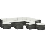 VidaXL 12-delige Loungeset met kussens pallet massief grenenhout
